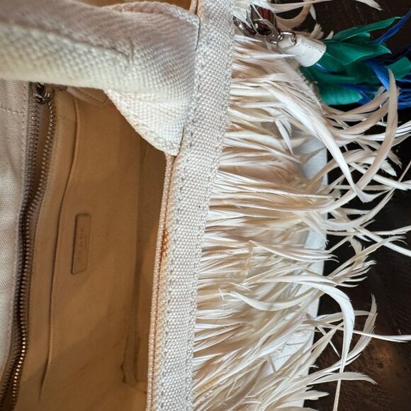 Prada Canapa Fringe with Plume White 2-Way Crossbody Bag - Picture 7 of 8